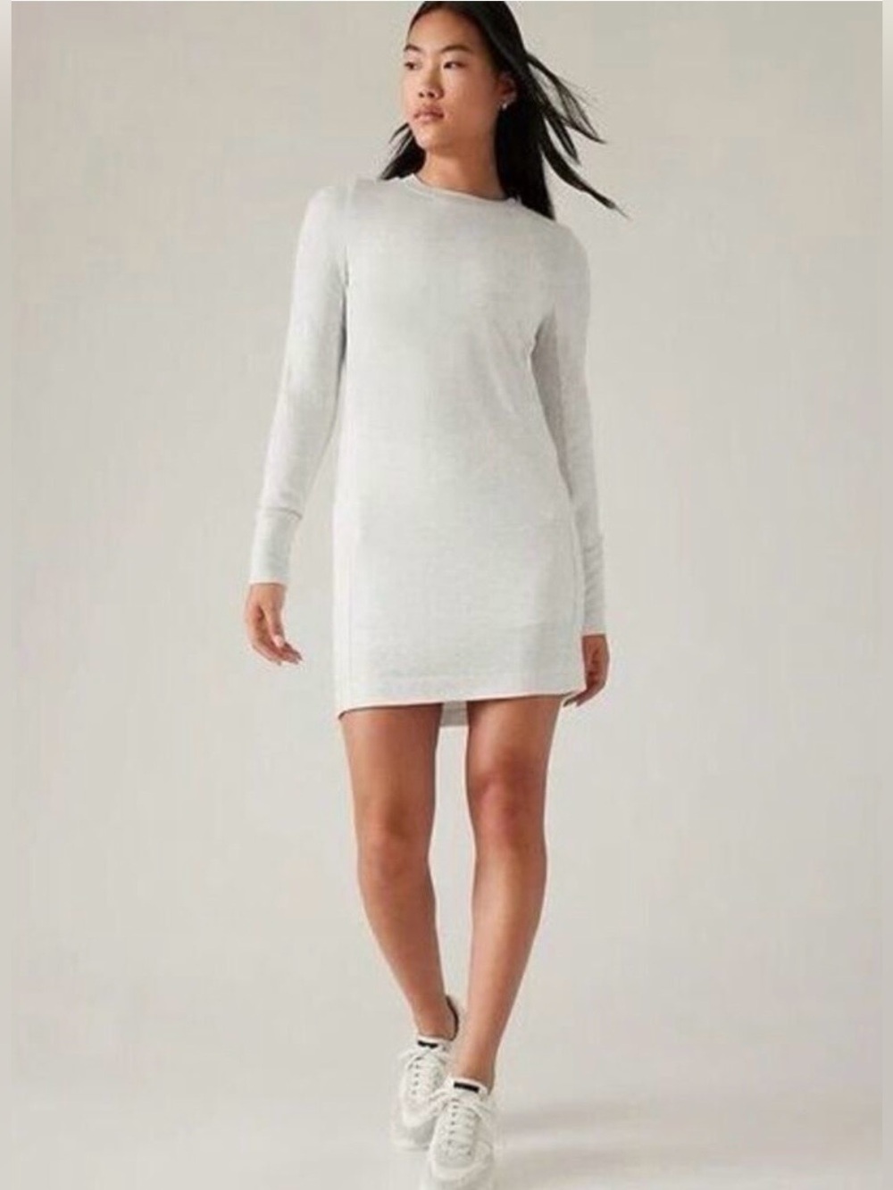 Athleta Bounce Back Long Sleeve Sweatshirt Dress Tunic Heather Gray Size Large